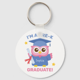 Cute Pink Owl, ik ben een Pre-K Afstuderen, Gepers Sleutelhanger