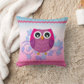 Cute Pink Owl Illustration Sierkussen (Deken)