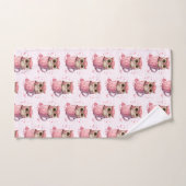 Cute Pink Owl in een beker gevlekt Bad Handdoek (Handdoek)