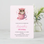 Cute Pink Owl in een Cup Kaart (Staand voorkant)