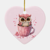 Cute Pink Owl in een Cup Keramisch Ornament (Achterkant)