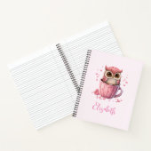 Cute Pink Owl in een Cup Notitieboek (Binnen)