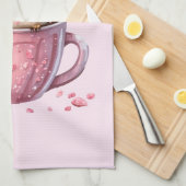 Cute Pink Owl in een Cup Theedoek (Quarter Fold)