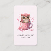 Cute Pink Owl in een Cup Visitekaartje (Voorkant)