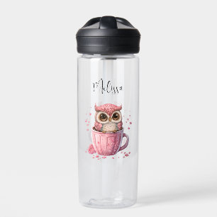 Cute Pink Owl in een Cup Waterfles