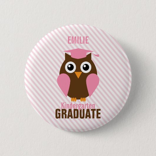 Cute Pink Owl Kindergarten Afstuderen Ronde Button 5,7 Cm (Voorkant)