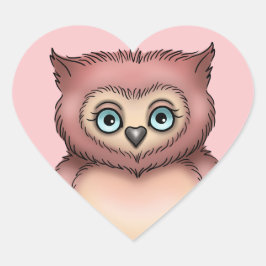 Cute Pink Owl Love Heart Valentijn Hart Sticker