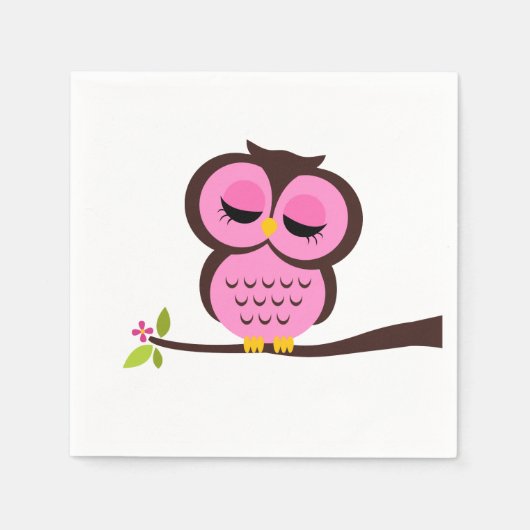 Cute Pink Owl Servetten (Voorkant)