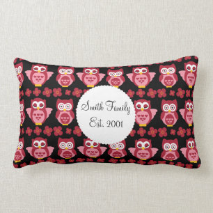 Cute Pink Ownership en Flowers Pattern Black Kussen
