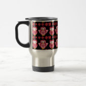 Cute Pink Ownership en Flowers Pattern Black Reisbeker (Links)