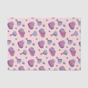 Cute Pink Paarse Valentijnsdag Doodle Pattern Tissuepapier