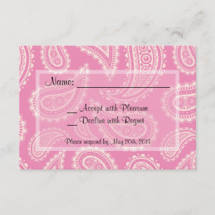 Cute Pink Paisley Girl Baby shower RSVP-kaart RSVP Kaartje
