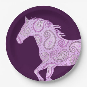 Cute Pink Paisley Horse Papieren Bordje
