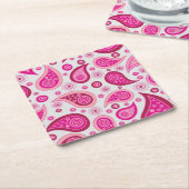 Cute Pink Paisley Pattern Vierkante Kartonnen Onderzetter (Schuin)