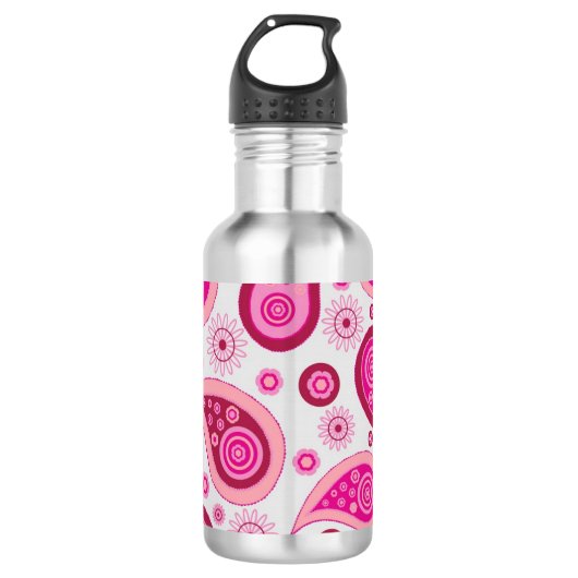Cute Pink Paisley Pattern Waterfles (Voorkant)