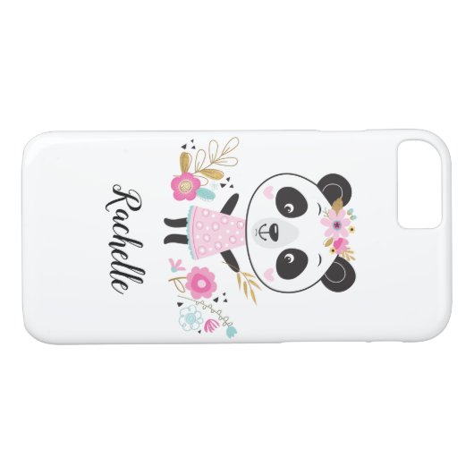 Cute Pink Panda Girly, gepersonaliseerd Case-Mate iPhone Case (Achterkant (Horizontaal))