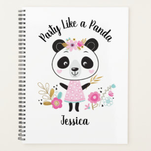 Cute Pink Panda Girly, gepersonaliseerd Planner