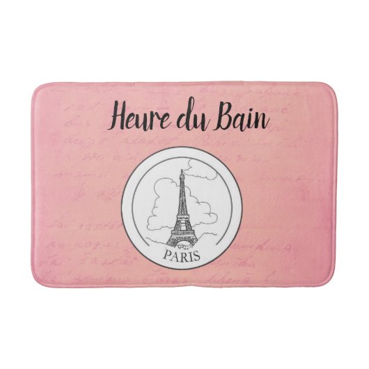 Cute Pink Paris Frans Eiffeltoren Parisian Decor Badmat (Voorkant)