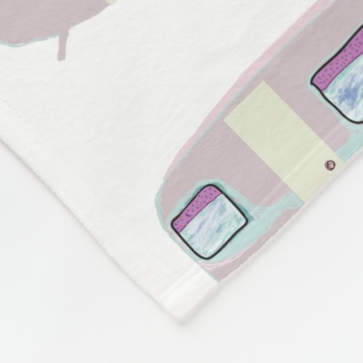 Cute Pink Pattern Caravan Art Fleece Deken (Hoek)