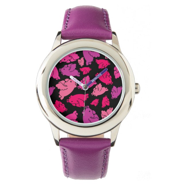 Cute Pink Pattern Horloge (Voorkant)