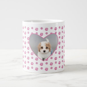 Cute Pink Paw Drukt Aangepaste Dog Mam Foto Extra Grote Beker