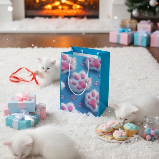 Cute Pink Paw Print Gift Bag Medium Cadeauzakje