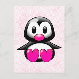 Cute Pink Penguin Briefkaart
