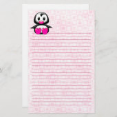 Cute Pink Penguin Briefpapier (Voorkant / Achterkant)