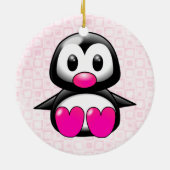 Cute Pink Penguin Keramisch Ornament (Achterkant)