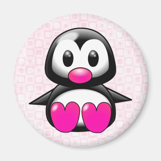 Cute Pink Penguin Magneet (Voorkant)