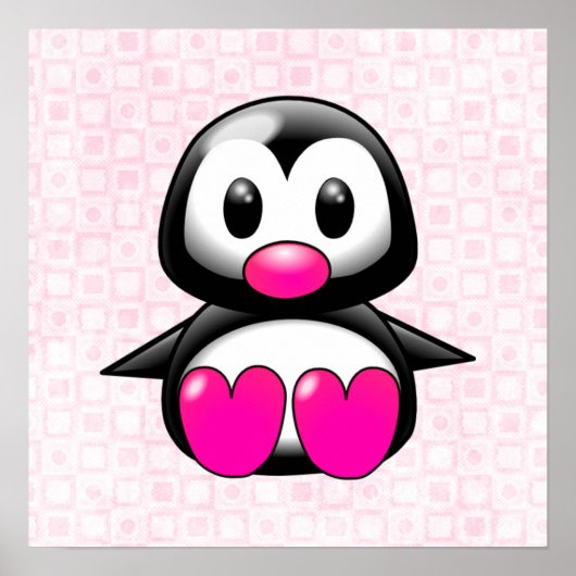 Cute Pink Penguin Poster (Voorkant)