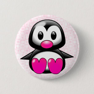 Cute Pink Penguin Ronde Button 5,7 Cm