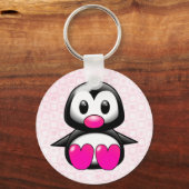Cute Pink Penguin Sleutelhanger (Voorkant)
