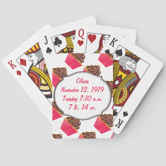 Cute Pink Personalized Cupcake Sprinkles Speelkaarten (Achterkant)