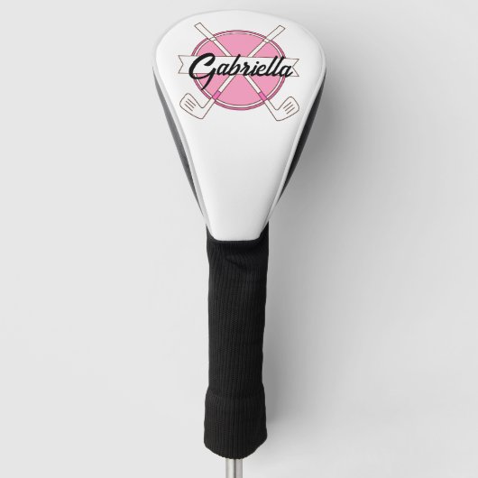 Cute Pink Personalized Golf Clubs Monogram Golfheadcover (Voorkant)