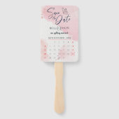 Cute Pink Photo Weddenschap Save the Date Calendar Handwaaier (Achterkant)