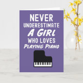 Cute Pink Pianist Cards For Girls Kid Piano Player Kaart (Gele Bloem)