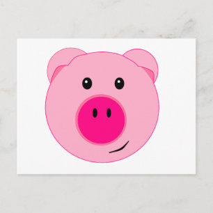 Cute Pink Pig Briefkaart