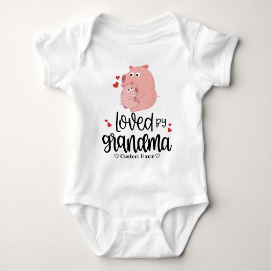 Cute Pink Pig en Piglet - Van oma gehouden Romper (Voorkant)