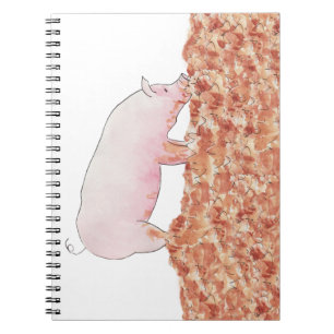 Cute Pink Pig in Mud Funny Waterverf Animal Art Notitieboek