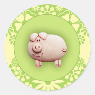 Cute Pink Pig Ronde Sticker