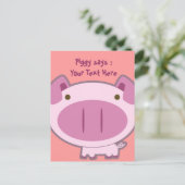 CUTE PINK PIGGY BRIEFKAART (Staand voorkant)