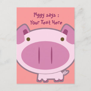 CUTE PINK PIGGY BRIEFKAART