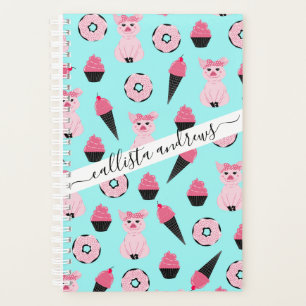 Cute Pink Piggy Donut Ice Cone Patroon Planner