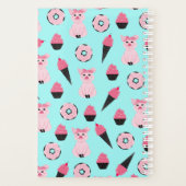 Cute Pink Piggy Donut Ice Cone Patroon Planner (Achterkant)