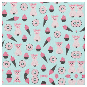Cute Pink Piggy Donut Ice Cone Patroon Stof