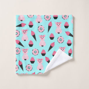 Cute Pink Piggy Donut Ice Cone Patroon Washandje