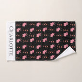 Cute Pink Piggy Hearts Pattern Love Animals Ha Bad Handdoek (Handdoek)