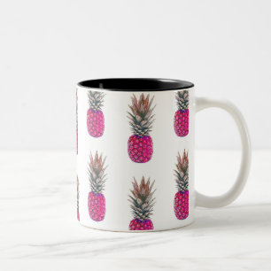Cute Pink Pineapple Patroon Tweekleurige Koffiemok