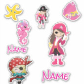 Cute Pink Pirate Girl Sticker (Voorkant)